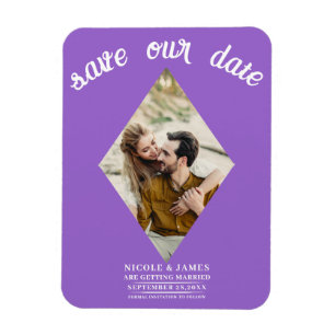 Paarse Diamond Foto Bruiloft Save the Date Magneet
