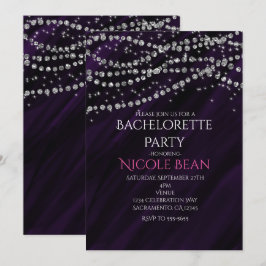 Paarse & Diamond Glamour Sparkle Party Uitnodiging