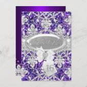 Paarse Diamond Glitter Princess Sweet 16 Invite Kaart (Voorkant / Achterkant)