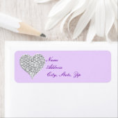 Paarse Diamond Heart Adresetiketten Etiket (Insitu)