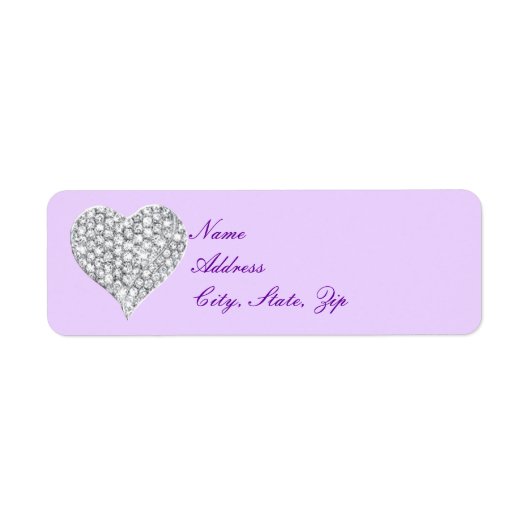 Paarse Diamond Heart Adresetiketten Etiket (Voorkant)