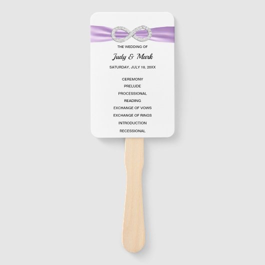 Paarse Diamond Infinity Trouwprogramma Fans Handwaaier (Voorkant)