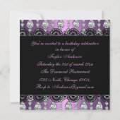 Paarse Diamond & Lace Sweet16 Invite Kaart (Achterkant)