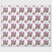 Paarse Diamond Print met Lila bloemen 'Birthday' Cadeaupapier (Vlak)