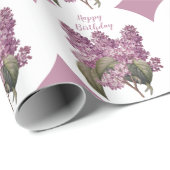 Paarse Diamond Print met Lila bloemen 'Birthday' Cadeaupapier (Rol Hoek)