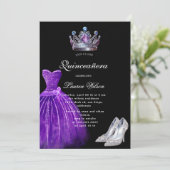 Paarse Diamond Queen Exclusive Quinceañera Kaart (Staand voorkant)