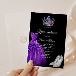 Paarse Diamond Queen Exclusive Quinceañera Kaart