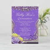 Paarse Diamond Quinceañera en Sweet 16 Kaart (Staand voorkant)