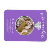 Paarse Diamond Ring Bling Foto Opslaan van de Datu Magneet (Horizontaal)