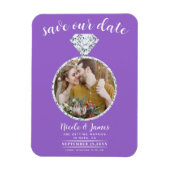 Paarse Diamond Ring Bling Foto Opslaan van de Datu Magneet (Verticaal)