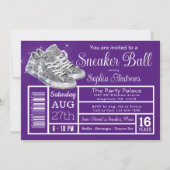 Paarse Diamond Sneaker Ball Verjaardagsfeestje Kaart (Voorkant)