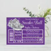 Paarse Diamond Sneaker Ball Verjaardagsfeestje Kaart (Staand voorkant)