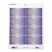 Paarse Diamond Sneeuwvlok Goud Gift Label (Full Sheet)