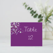 Paarse Diamond Table Number Kaart Wedding (Staand voorkant)