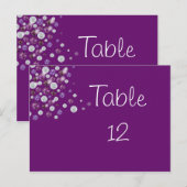 Paarse Diamond Table Number Kaart Wedding (Voorkant / Achterkant)