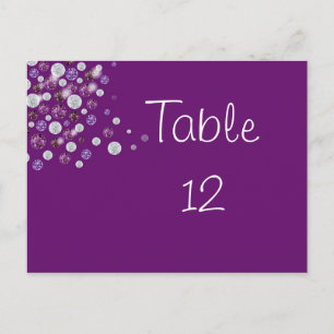 Paarse Diamond Table Number Kaart Wedding