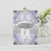 Paarse Diamond Tiara Princess Baby shower Invite Kaart (Staand voorkant)