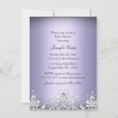 Paarse Diamond Tiara Princess Baby shower Invite Kaart (Achterkant)