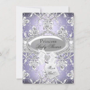 Paarse Diamond Tiara Princess Baby shower Invite Kaart