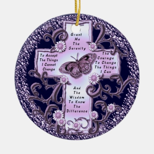 Paarse dienst Prayer Cross Keramisch Ornament (Voorkant)