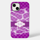 Paarse dierenkoppen met een gestileerde monogram Case-Mate iPhone case (Achterkant)