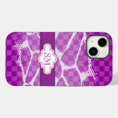 Paarse dierenkoppen met een gestileerde monogram Case-Mate iPhone case (Achterkant (horizontaal))