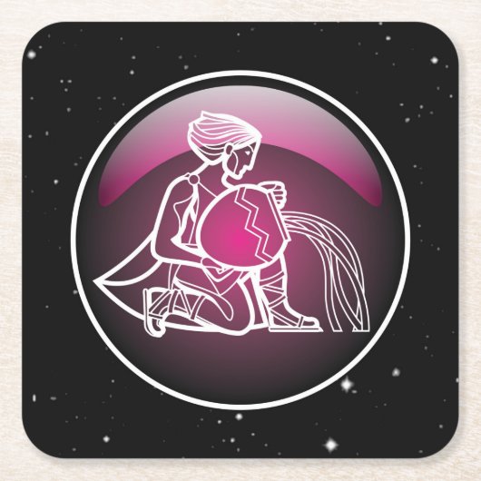 Paarse dierentuin Aquarius Kartonnen Onderzetters (Voorkant)