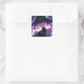 Paarse digitale anime meisje vierkante sticker (Tas)
