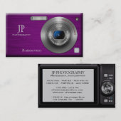 Paarse digitale camera professionele fotograaf visitekaartje (Voorkant / Achterkant)