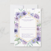 Paarse dijgen, anemonen, Rozen Geometrisch Lijst RSVP Kaartje (Voorkant)