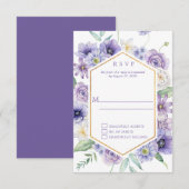 Paarse dijgen, anemonen, Rozen Geometrisch Lijst RSVP Kaartje (Voorkant / Achterkant)