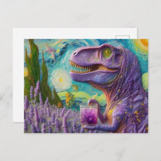 Paarse dino lavendel limonade faux van Gogh Briefkaart (Voorkant / Achterkant)