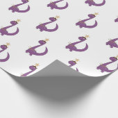 Paarse Dino met zijn kerstster Cadeaupapier (Hoek)