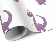 Paarse Dino met zijn kerstster Cadeaupapier (Rol Hoek)