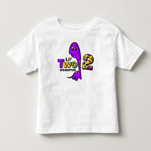 Paarse Dinosaur 2e verjaardag Kinder Shirts (Voorkant)