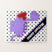 Paarse Dinosaur, Cute Personalized Kinder Legpuzzel (Horizontaal)