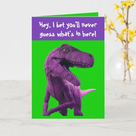 Paarse Dinosaur Kaart (Gele Bloem)