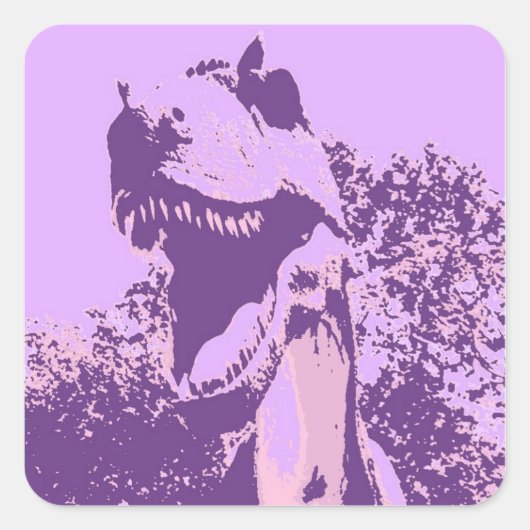 Paarse Dinosaur T-Rex Vierkante Sticker (Voorkant)