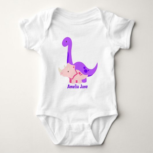 Paarse Dinosaurus Baby Meisje Romper (Voorkant)