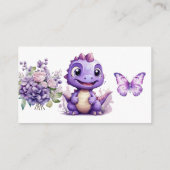 Paarse Dinosaurus Bloemen Meisje Boeken voor Baby Informatiekaartje (Achterkant)