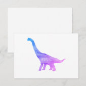 Paarse dinosaurus brachiosaurus plat bedankje bedankkaart (Voorkant / Achterkant)