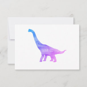 Paarse dinosaurus brachiosaurus plat bedankje bedankkaart