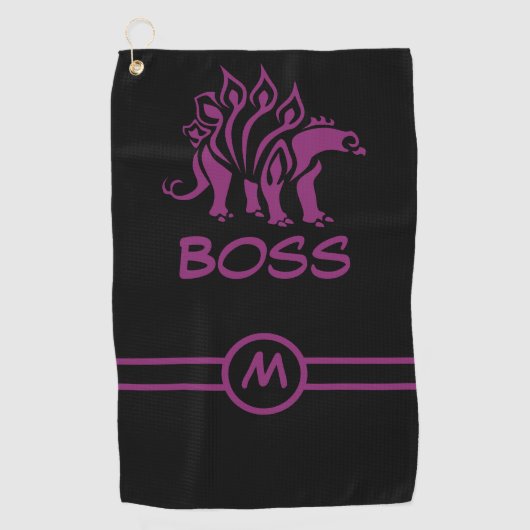 Paarse dinosaurus dinosaurus stegosaurus golfhanddoek (Voorkant)