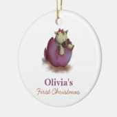 Paarse dinosaurus hatching baby meisje eerste kers keramisch ornament (Links)