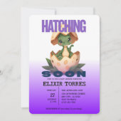 Paarse Dinosaurus Komt Gauw Uit Het Ei Kaart (Voorkant)