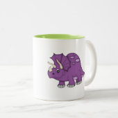 Paarse dinosaurus+personalize naam tweekleurige koffiemok (Voorkant rechts)