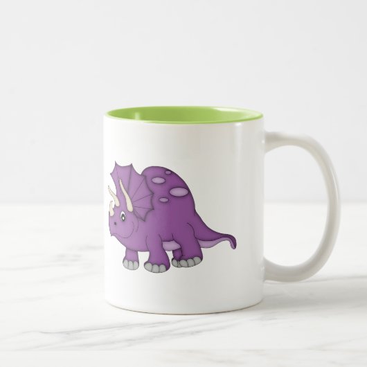 Paarse dinosaurus+personalize naam tweekleurige koffiemok (Rechts)