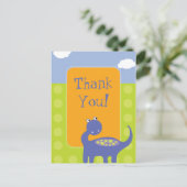 Paarse Dinosaurus Verjaardag met Stippen Bedankt Briefkaart (Staand voorkant)