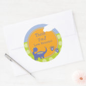 Paarse Dinosaurus Verjaardag met Stippen Bedankt Ronde Sticker (Envelop)