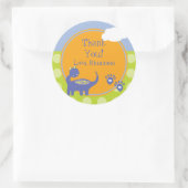 Paarse Dinosaurus Verjaardag met Stippen Bedankt Ronde Sticker (Tas)